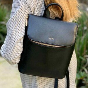DKNY Bryant Top Zip Backpack Black & Gold Tone